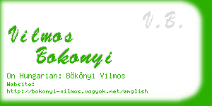vilmos bokonyi business card